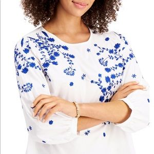 CHARTER CLUB Cotton Embroidered Top